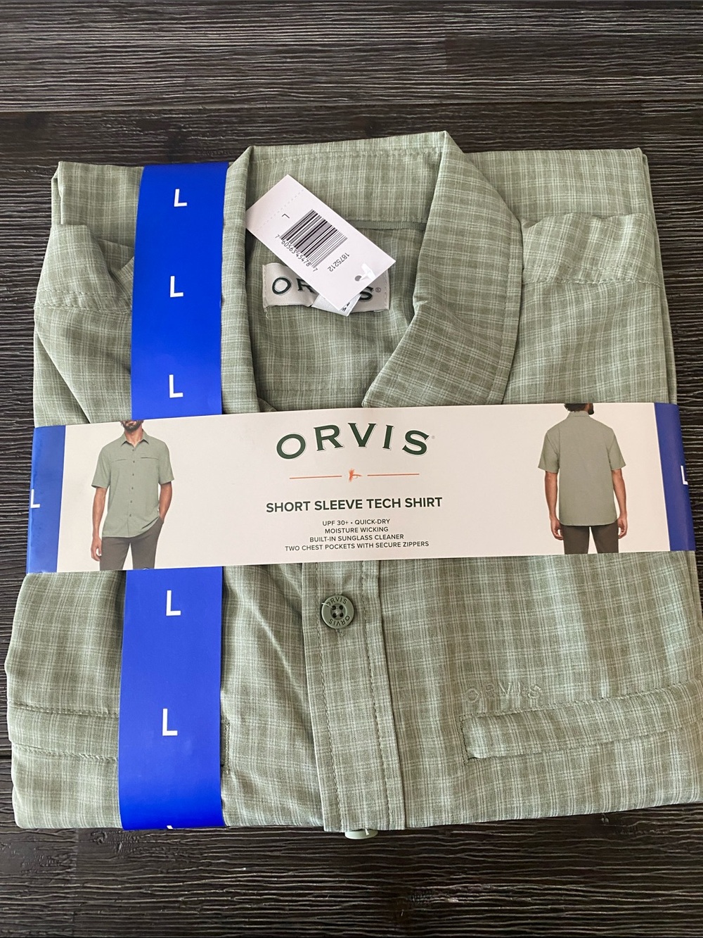 Orvis Tech Shirt Casual Green Check Button Up Short Sleeve Green - Picture 5 of 7
